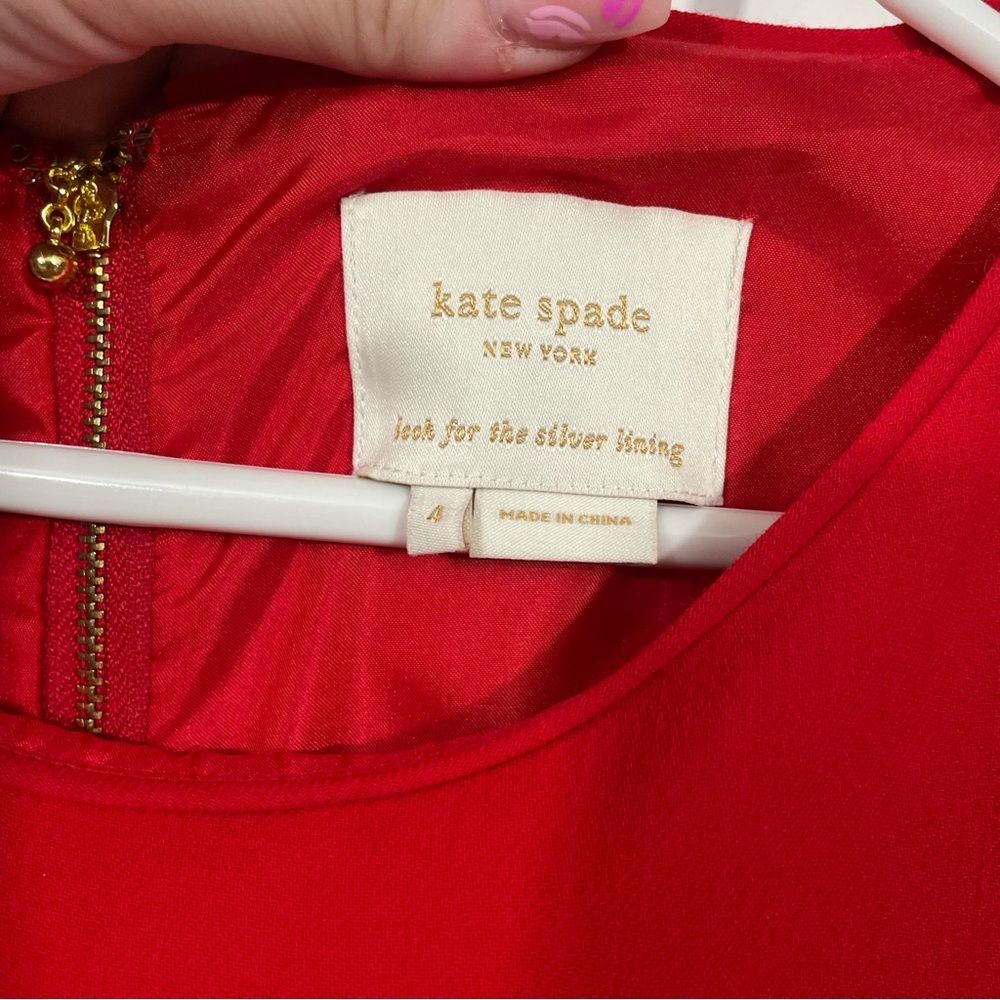 Kate Spade Wool Red Ruffle Midi Dress - Picture 4 of 5